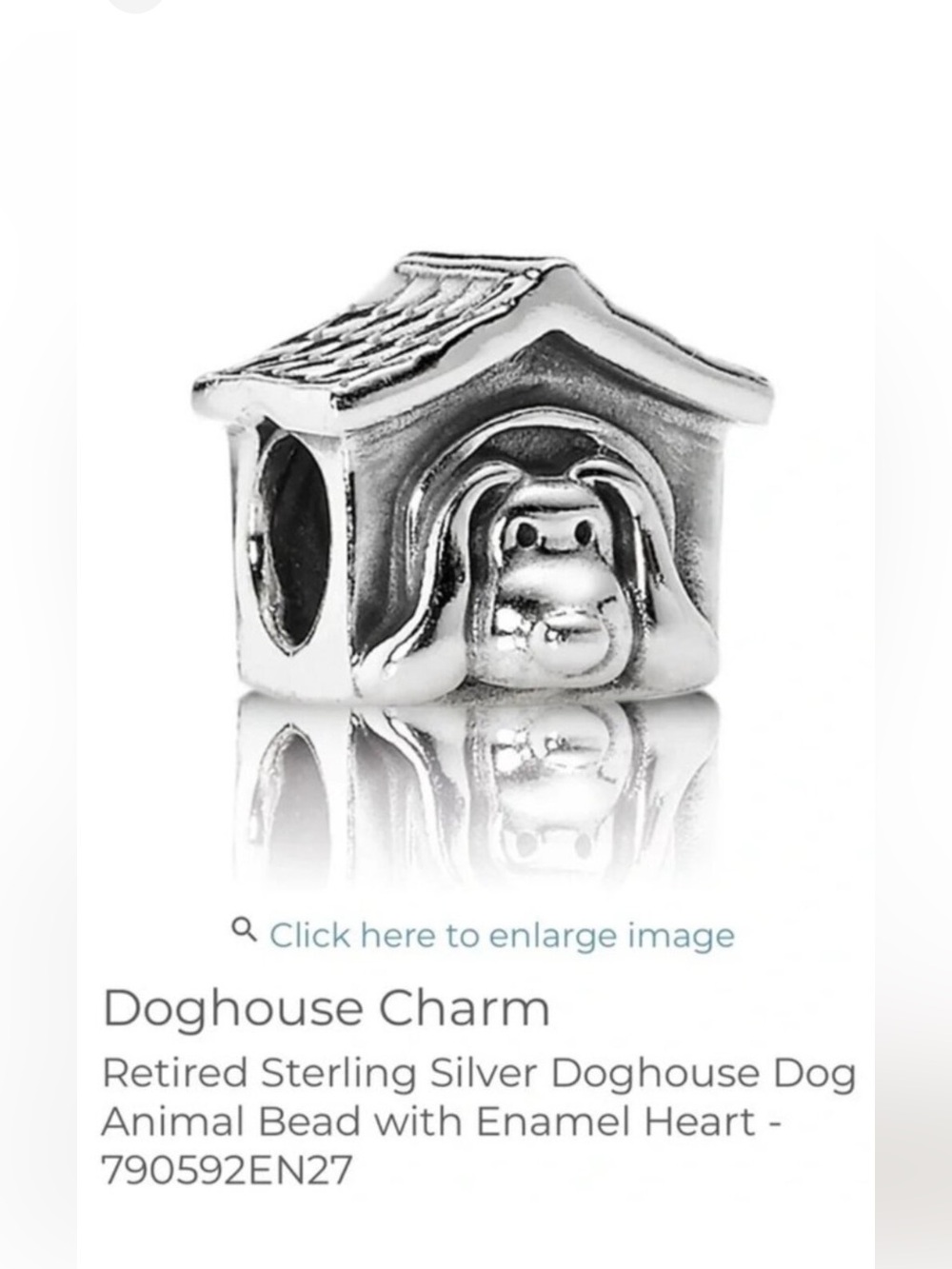 Authentic Pandora Doghouse Charm – 790592EN27 Sterling Silver